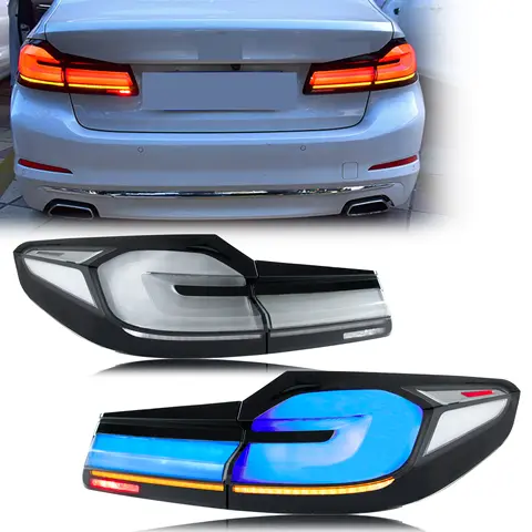 LED Tail Lights for BMW G30 F90 M5 5-Series 520 530 2017-2020 Sequential Turn Signal Blue Start-up Animation Rear Lamps Assembly