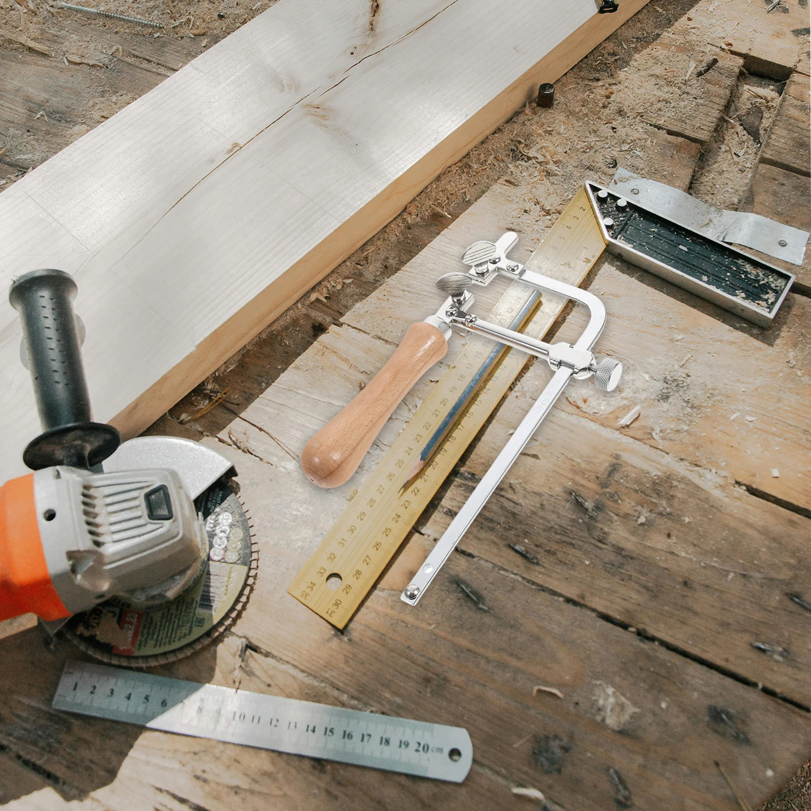 

Heavy Duty Coping Saw Adjustable Tension Steel Frame Natural Wood Handle Comfortable Grip Versatile Use Detailed Cutting