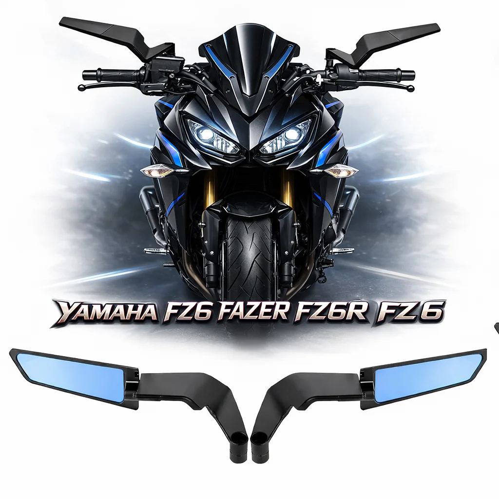 Für YAMAHA FZ6 FAZER FZ6R FZ 6 Motorradzubehör Drehbare CNC-Aluminium-Rückspiegel mit festem Flügel
