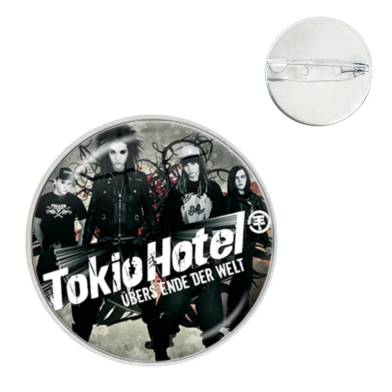 Tokio Hotel Rock Band Album Cover Pin Glass Dome Brooches Shirt Lapel Bag Badge Pins
