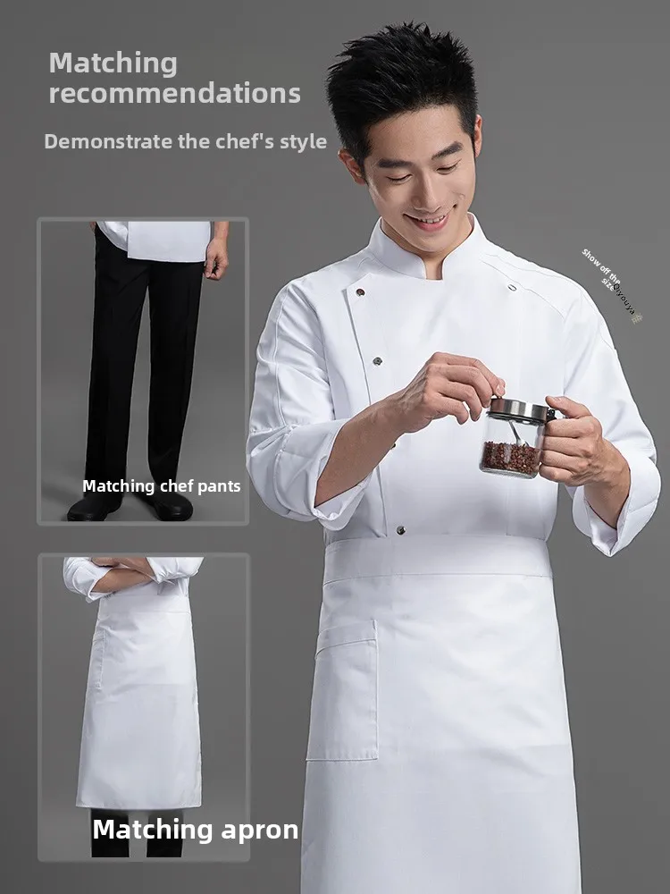 سترة الطاهي الرجالية بأكمام طويلة ملابس عمل احترافية للمطبخ والفنادق والمطاعم والطهاة chaqueta hombre
