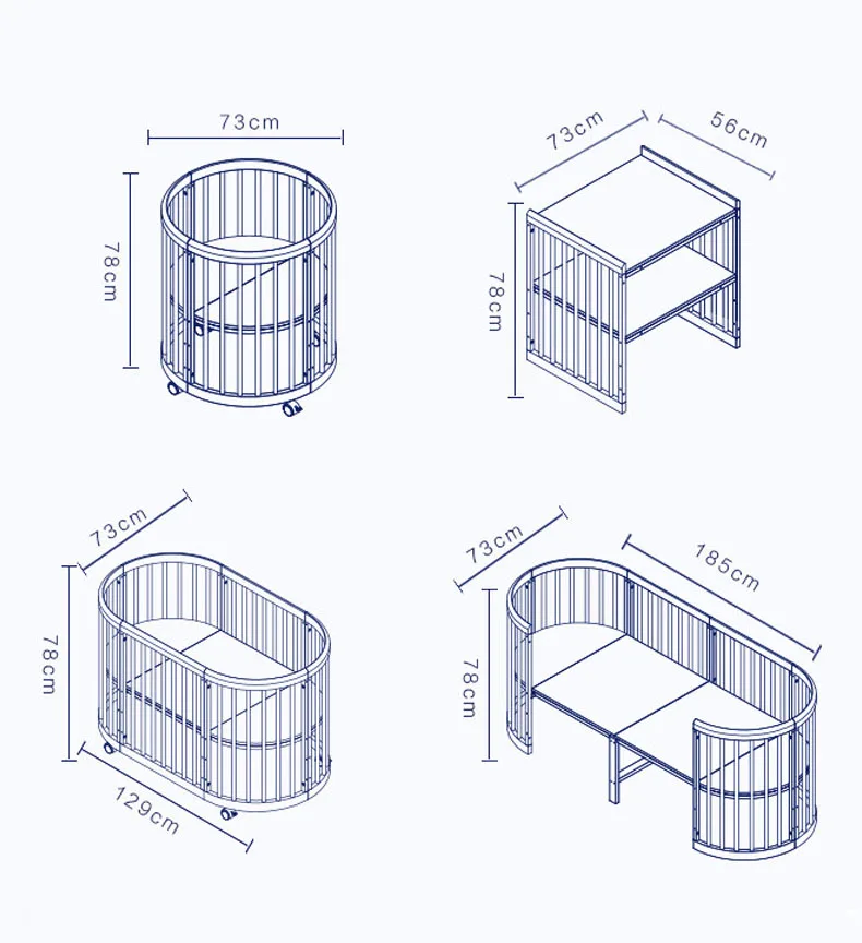 toddler bed children's beds baby bed Pine adjustable diaper table with mosquito net with guardrail