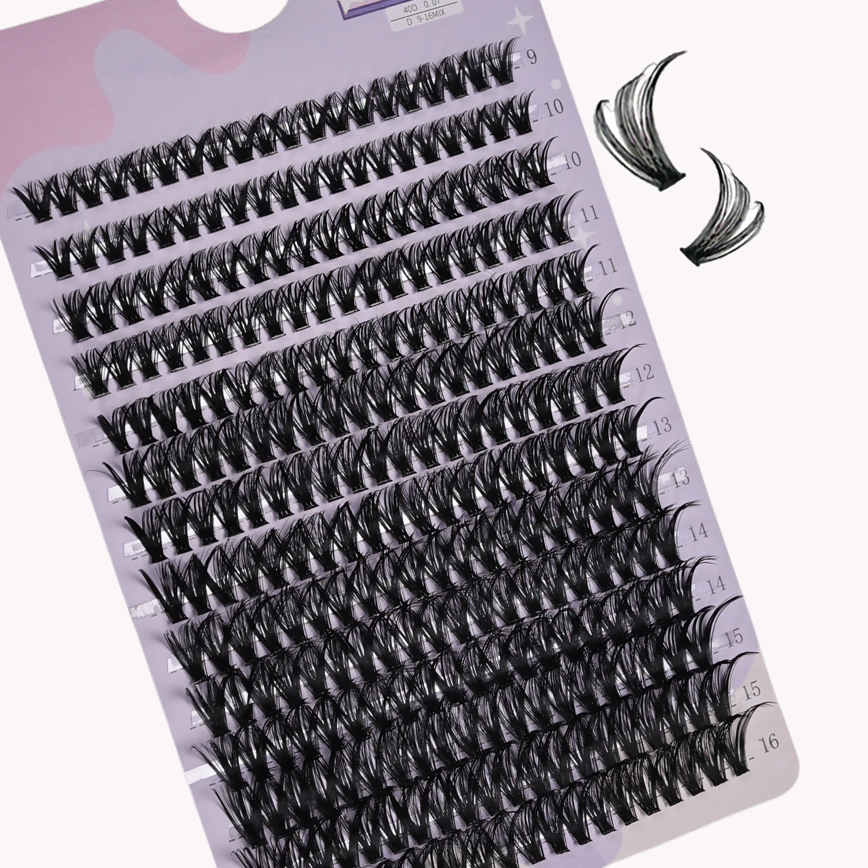 280pcs 40D Mix 9-16mm Cluster Lashes Extension Natural Thick Fake Eyelash 3D Strip Individual Lashes