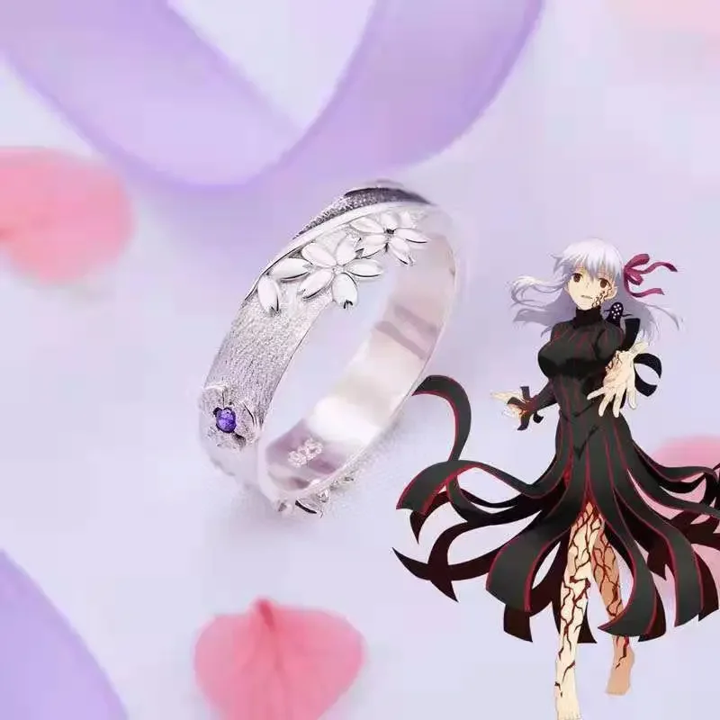 Fate Stay Night Emiya Shirou Matou Sakura Opening Ring for Men Women Silver Color Enamel Metal Rings Anime Fans Cosplay Jewelry