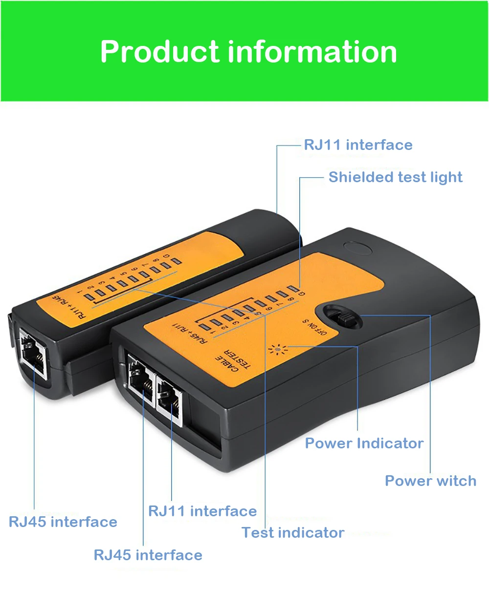 كابل RJ45 lan فاحص كابل الشبكة الفاحص RJ45 RJ11 RJ12 CAT5 UTP LAN كابل الفاحص أداة الشبكات إصلاح الشبكة