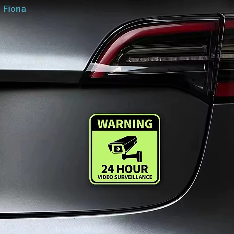 ♬Waterproof Glow-in-the-Dark Warning Sticker, 24 Hour Video Surveillance Decal for Car, Home, Office & Security Protection