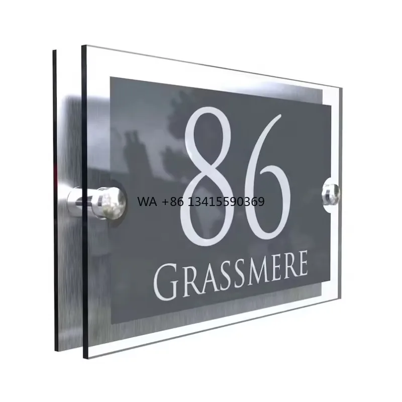 

New Style Laser Cut Metal Acrylic Non-Luminous Front Door Plate with Street Name Outdoor House Number Decoration