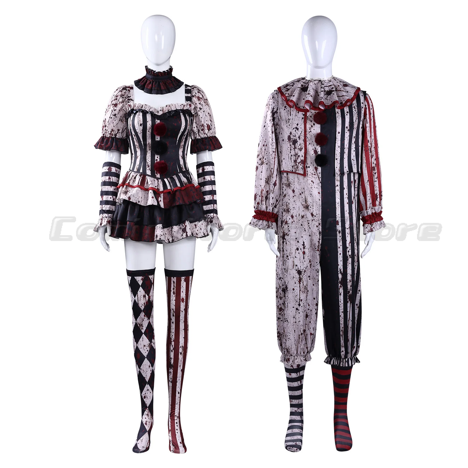 Terrifier Art Clown Joker Cosplay Costume Socks Men Jumpsuit Women Role Play Horror Dress Suit Halloween Carnival Party Outfits