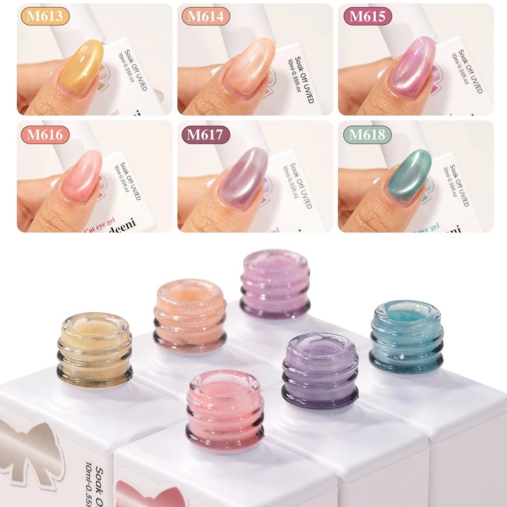 Vendeeni TPO HEMA FREE 6 Farben/Set Glasperlen Kristall Katzenaugen Gel Nagellack Klarer Jelly UV Magnetischer Gel-Lack mit Display – Detail 4