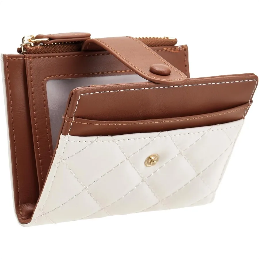 

Small Wallet for Women Bifold Leather RFID Blocking Credit Card Holder Wallets Zipper Pocket Coin Purse with ID Window