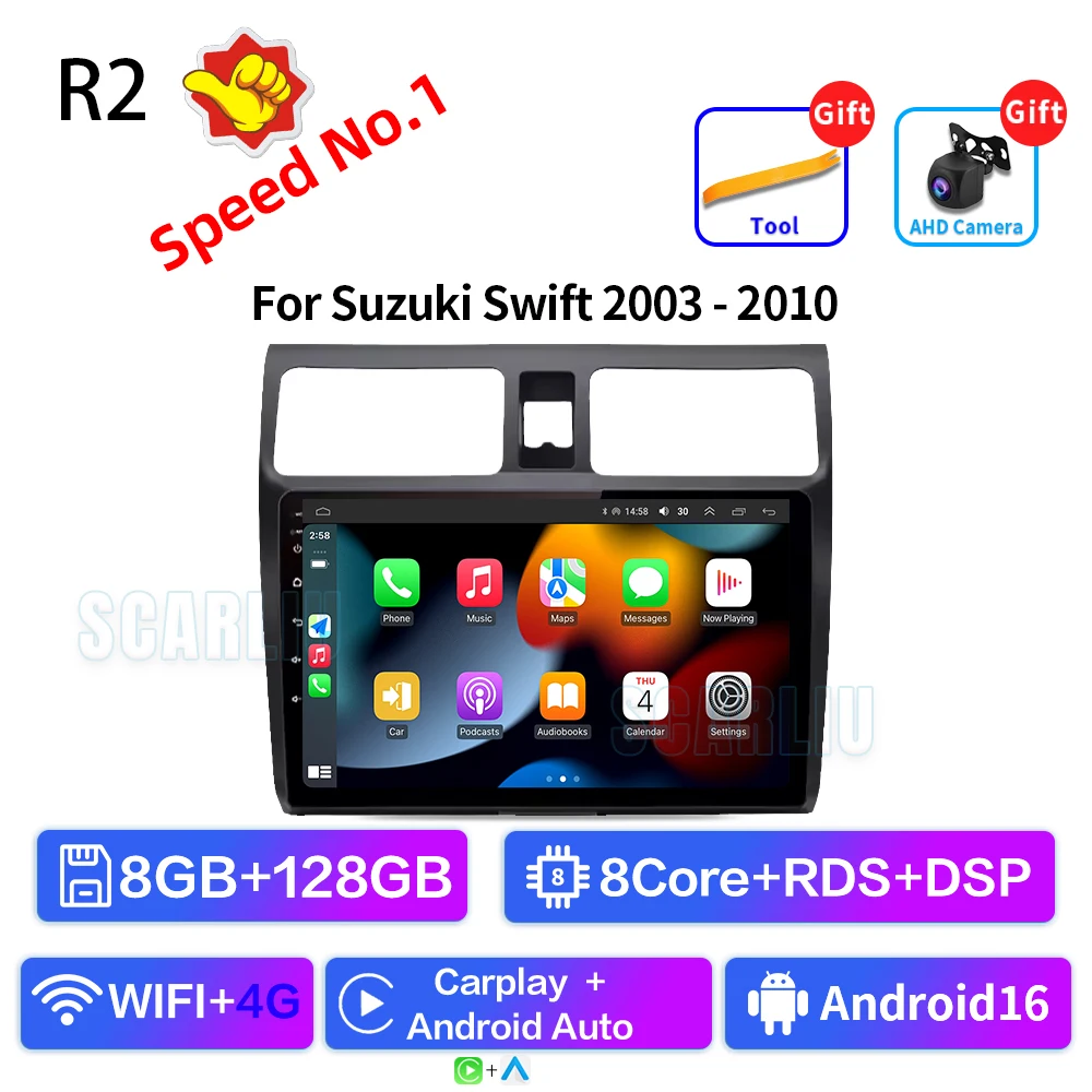 2din Android 16 Autoradio voor Suzuki Swift 2003-2006 2007 2008 2009 2010 Multimedia Speler Carplay Stereo GPS DVD Head Unit