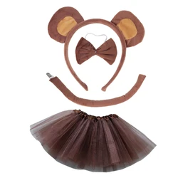 Bear Costume Set Bear Ears Tail Tie Animal Fancy Costume Accessories for Kids Boys Girls Halloween Cosplay Props