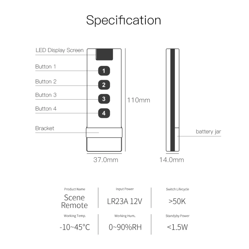 Tuya Smart Scene Switch 4 Gang 12 Modes Wall Attached/Portable Remotes For Smart Home Automation Scene 2MQTT Available