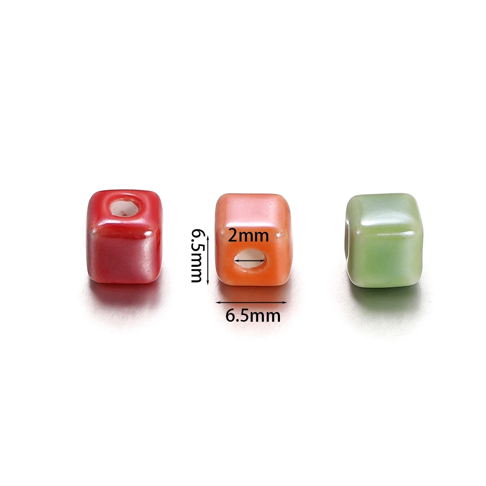 5pcs 6.5mm Ceramic Cube Beads Square Porcelain Spacer Loose Beads for DIY Bracelet Earring Jewelry Making Supplies