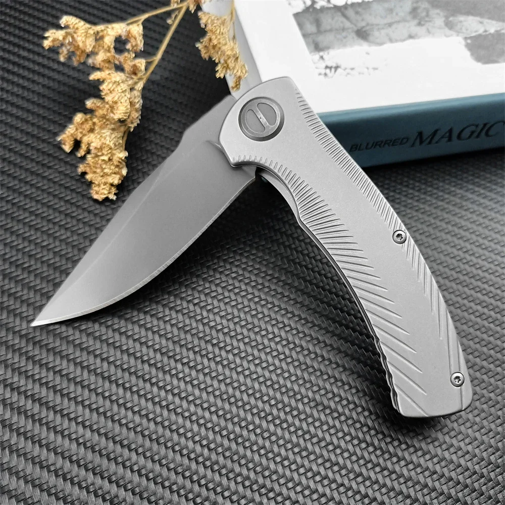 KS 3490 Les George Seguin Flipper Knife Gray PVD Blade Milled Stainless Steel Handle Folding Knife Outdoor Camping Tactical Tool