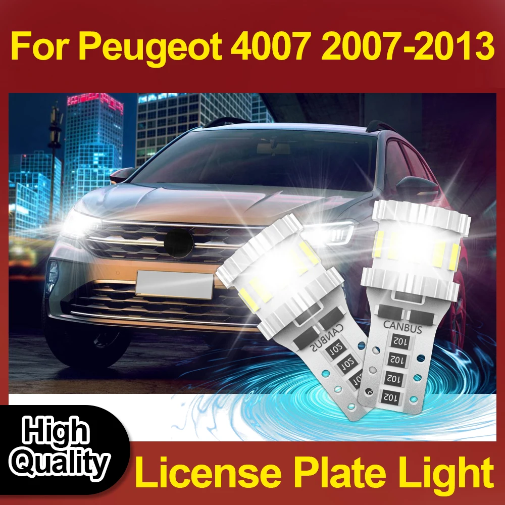 

2PCS Dynamic T10 W5W License Plate Light 3400LM Car Accessories 6W Small Led Lighting Car 12V For Peugeot 4007 2007 2008-2013