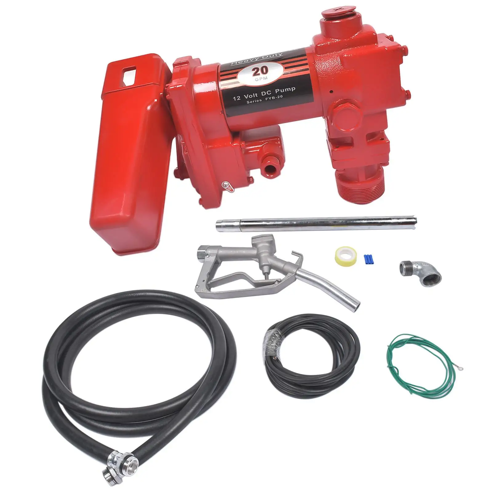 AP03 20GPM 12V Red Fuel Transfer Pump w/Nozzle Kit for Car Truck Tractor Diesel