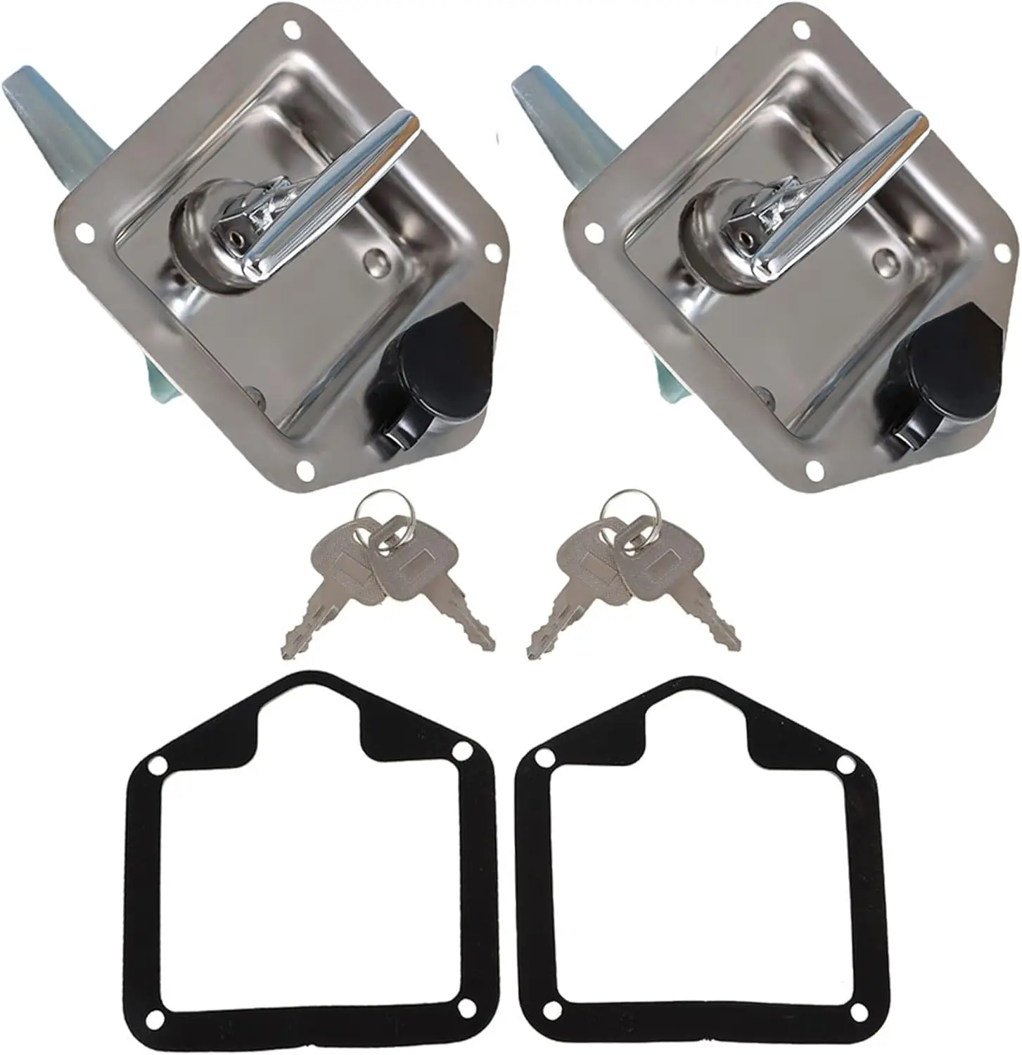 

2 Trailer Door Latch Folding T-Handle Lo With Keys Stainl Steel Polished For Trailer Door Rv Camper Tru Bed Toolboxes