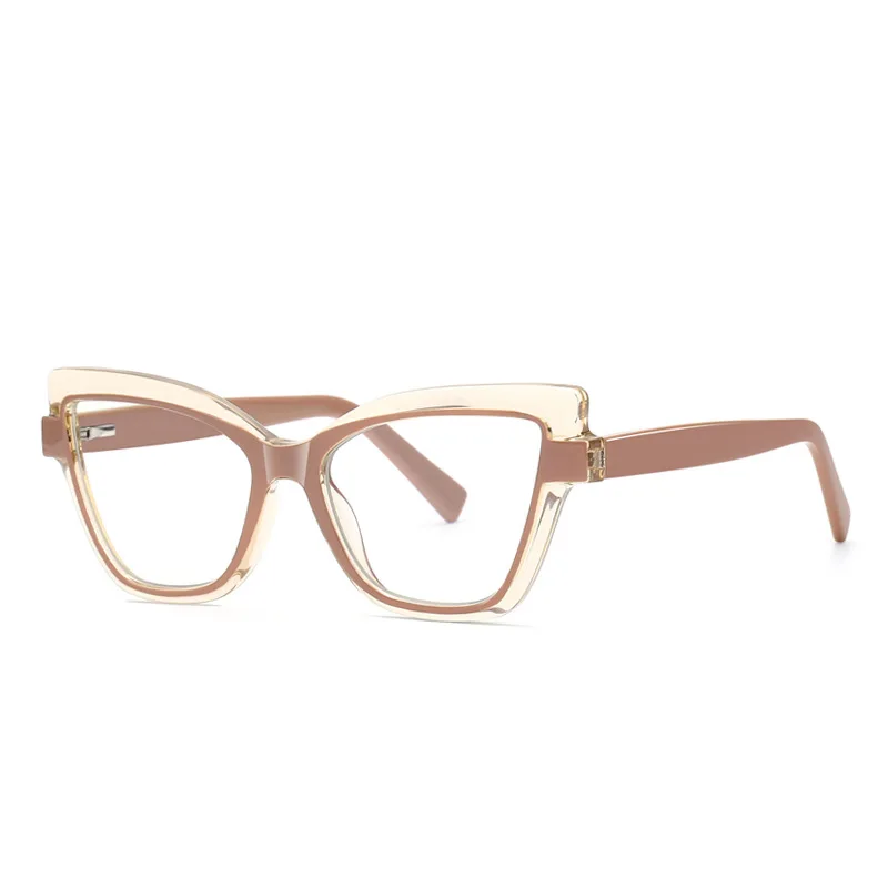 Кошачья оптическая оправа для женских очков по рецепту, двойные лоскутные очки, синие блокирующие линзы CP Pin TR90