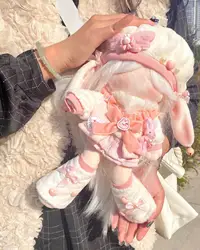 Original Sweet Gril Lolita Rabbit Bunny Hat Suit For 20cm 25cm 30cm Doll Toy Pink Blue Costume Cosplay Kids Gift Cute