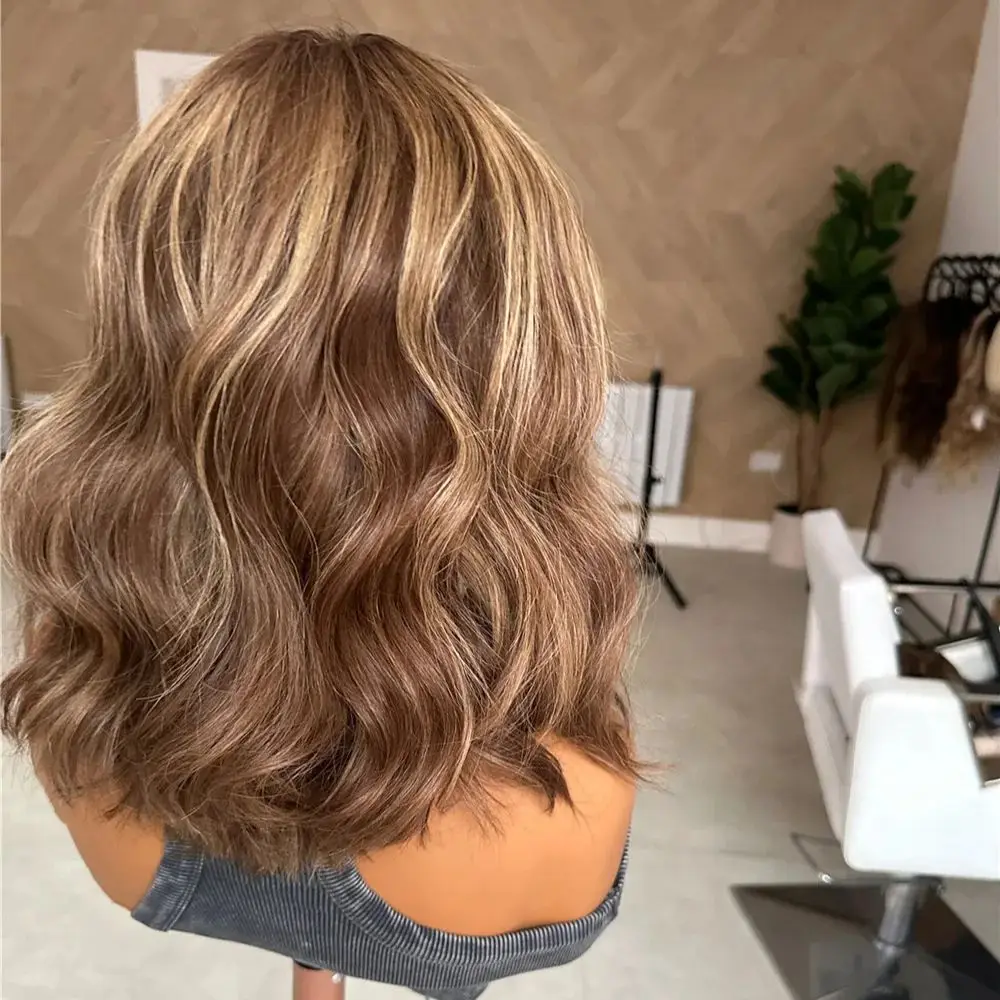 

Парик с эффектом омбре медово-коричневого цвета, синтетический, с кружевной вставкой, с блондинистыми прядями, свободная глубокая волна, высококачественное термостойкое волокно, премиум-класс, короткий боб