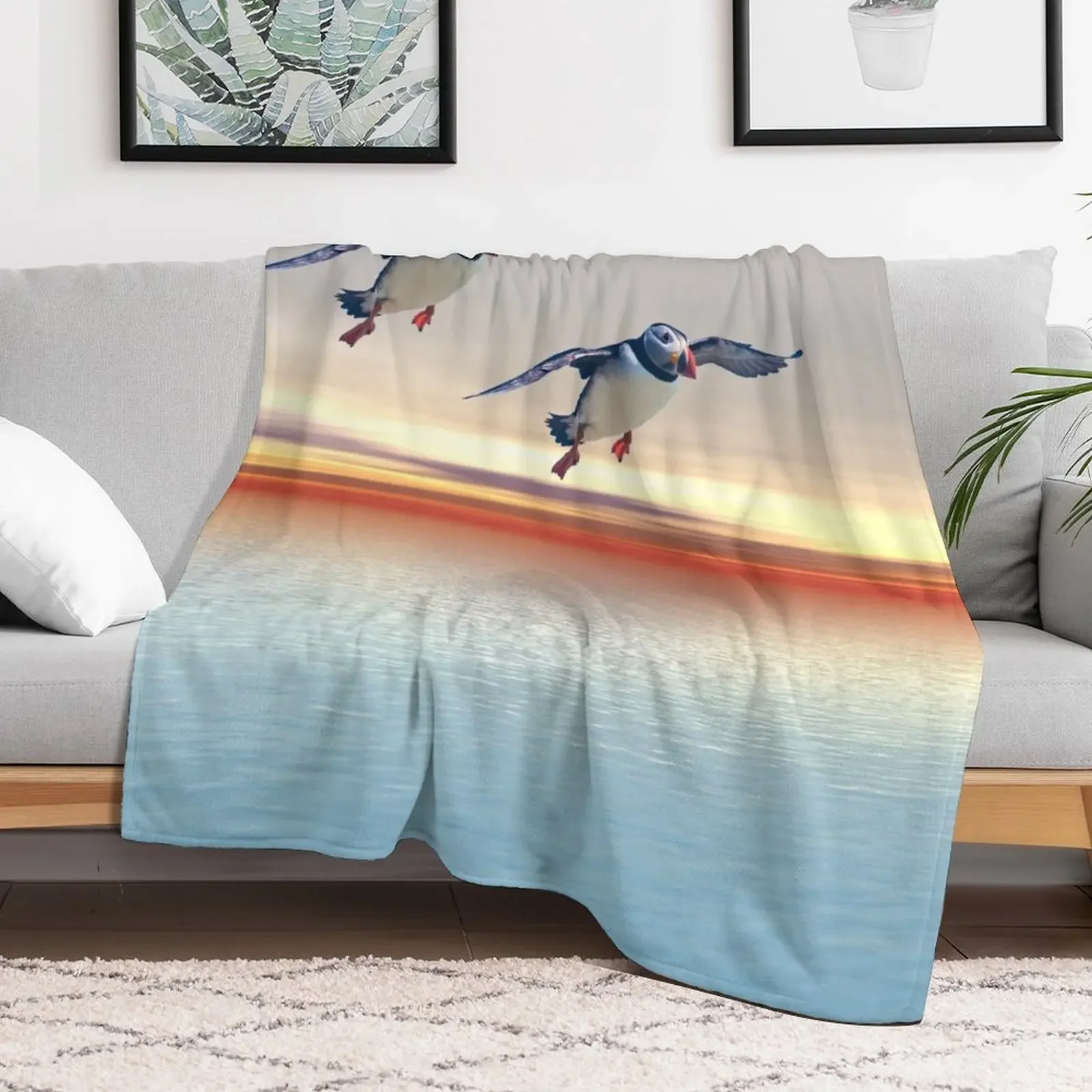 Puffins of the Atlantic Throw Blanket bed plaid anime Blankets