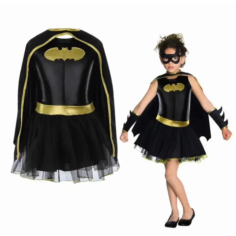 Disfraz de superhéroe para niños y niñas, vestido de murciélago, tutú de fantasía, Disfraces de Halloween, disfraces de cómic, mascarada de noche