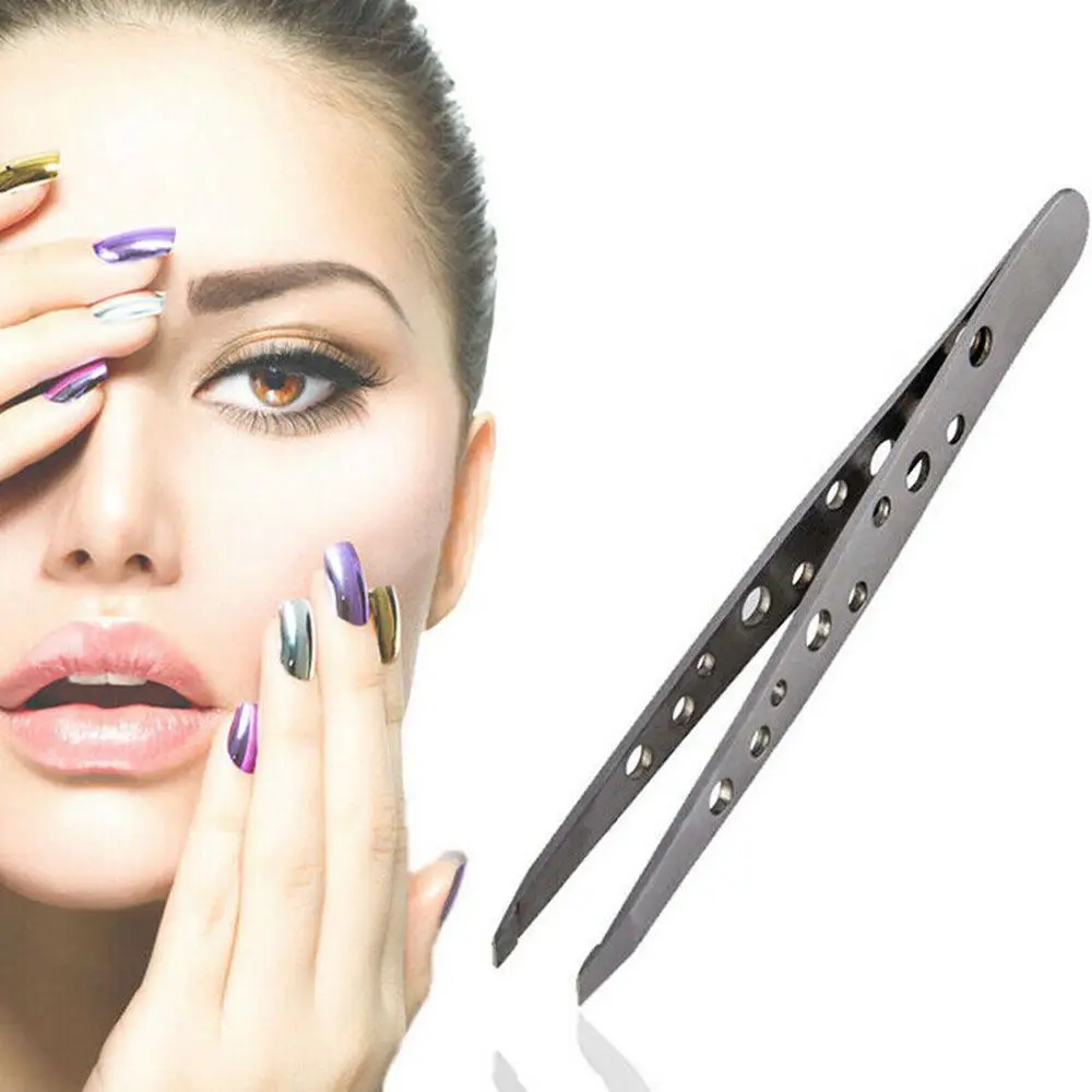 Hot Fashion Beard tweezers Stainless Steel Tweezers Bevel brow clip Eyebrow clip Threading Tweezers