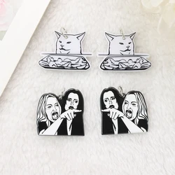 8Pcs Halloween Charms Creative Acrylic Cat Pendant Jewelry Findings For Necklace Diy Making