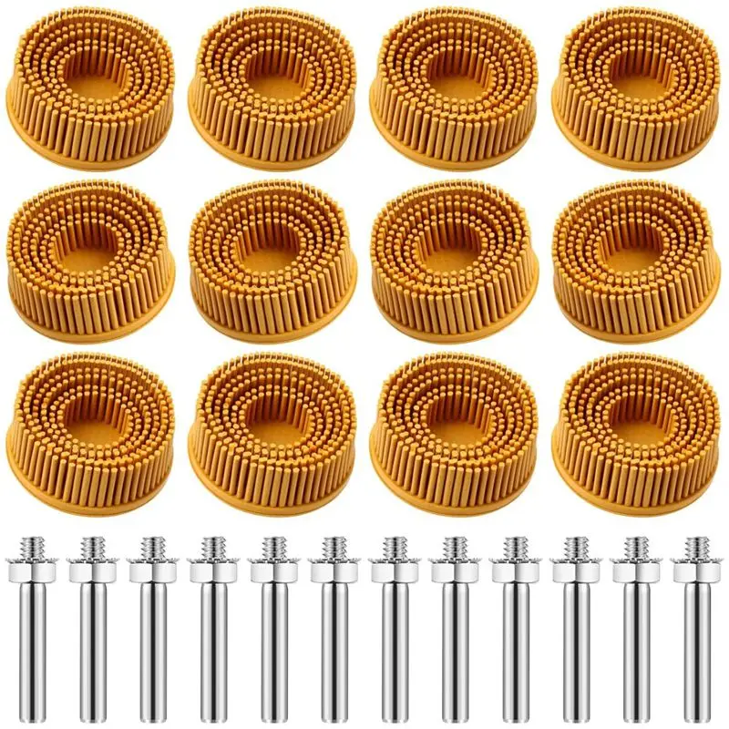 

LICE-12Pcs 2 Inch Brush Disc Grit Abrasive Brush Discs With 1/4 Inch Handle Attachment Metal Washer Coating Removal Discs