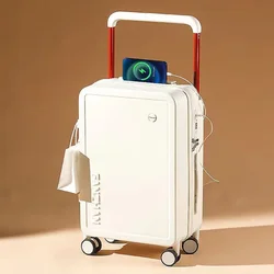 18 20 22 24 inch Trolley Suitcase External USB Charging Port Foldable Cup Holder Side Hook Boarding Combination Lock Suitcase