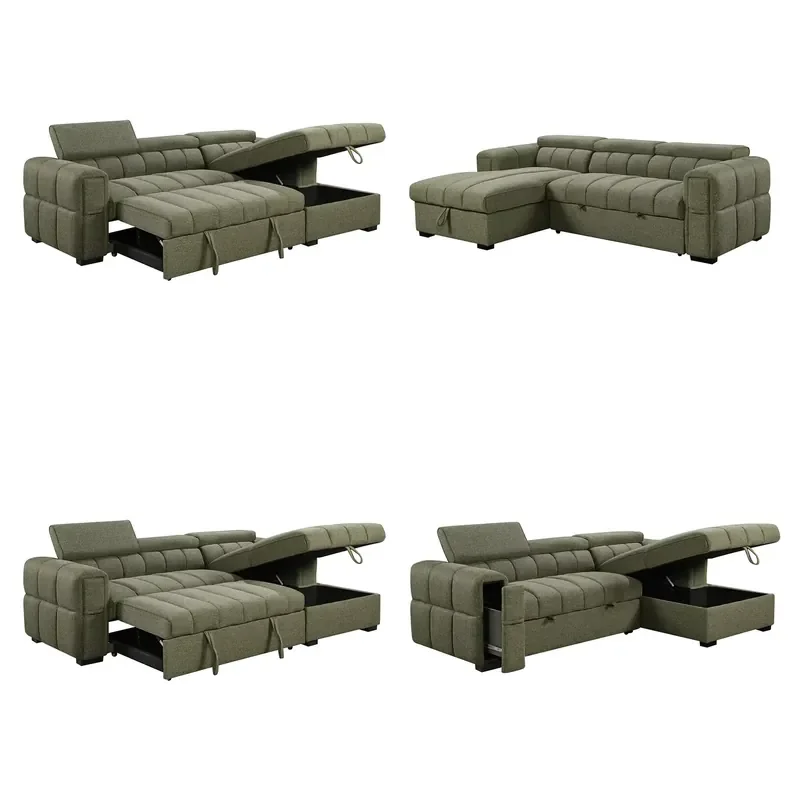 for Combination Sofa Fabric Corner Living Room Sofa with Pull Out Bed Three Seater Sofa