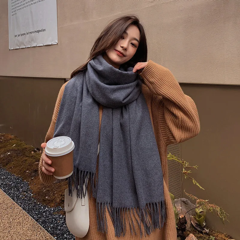 Ladies Scarf Women Designer Luxury Spring Winter Warm Solid Color Black White Dark Gray Light Yellow Blue Purple Comfort