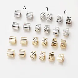 20PCS Dainty Barrel Bead Pattern Stripe Brass Beads Spacer Bead for Jewelry Making Bracelet Necklace DIY 14k Gold Plated