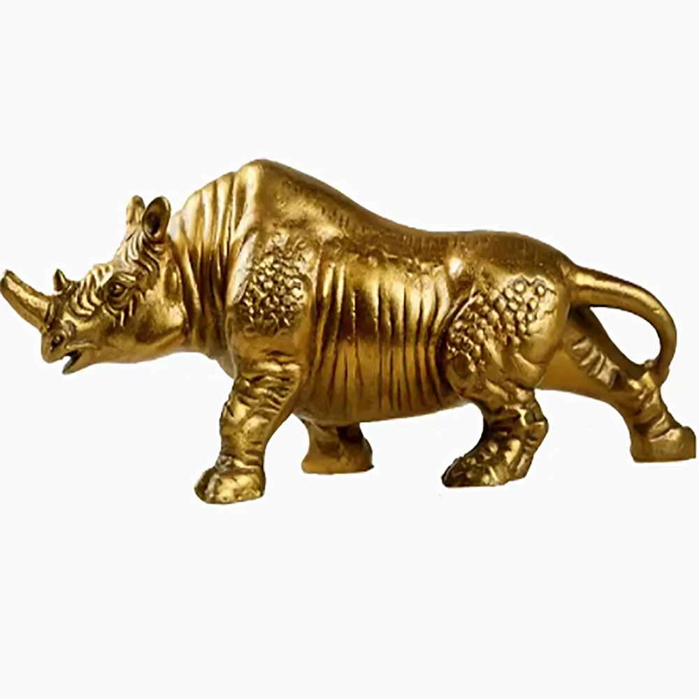 

Brass Rhinoceros Unicorn Bronze Ox Zhaocai Wangcai Town House Office Crafts Decoration