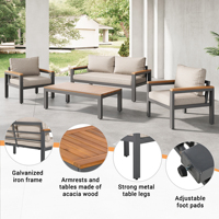 Backyard Sectional Patio Furniture Set, Couch Sofa Chair Table for Terrace Garden, Deck Conversations, Outdoor Furniture, Beige