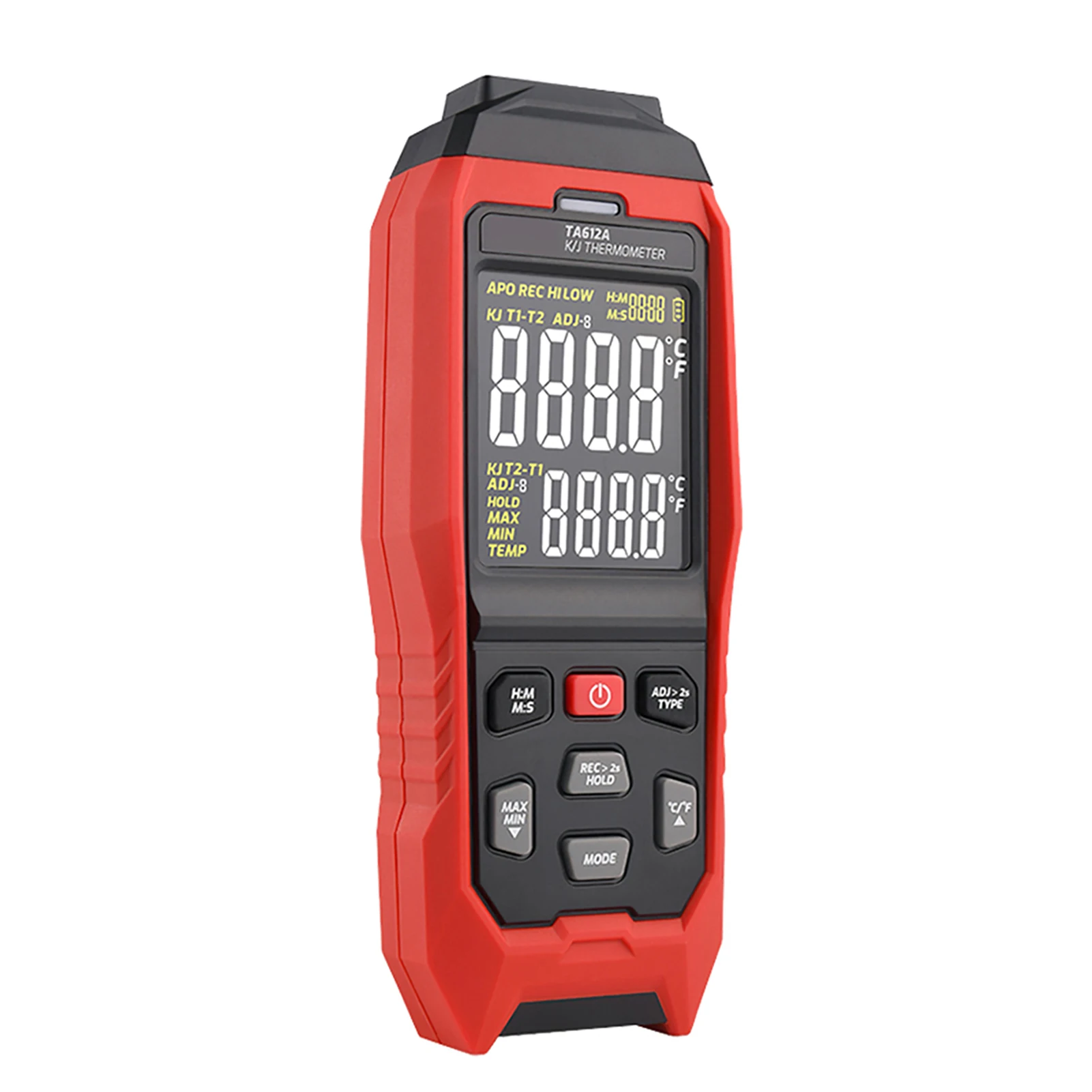 TA612A K J Thermocouple Thermometer with VA Color Display Sampling Rate 1 Hz for Battery Life Approx 15 Min Auto Off
