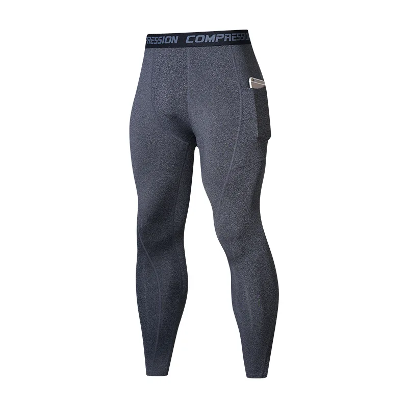 Men Leggings with Side Pockets Autumn Winter Sports Gym Fitness Long Basketball Training Running Quick-Drying Compression Tight