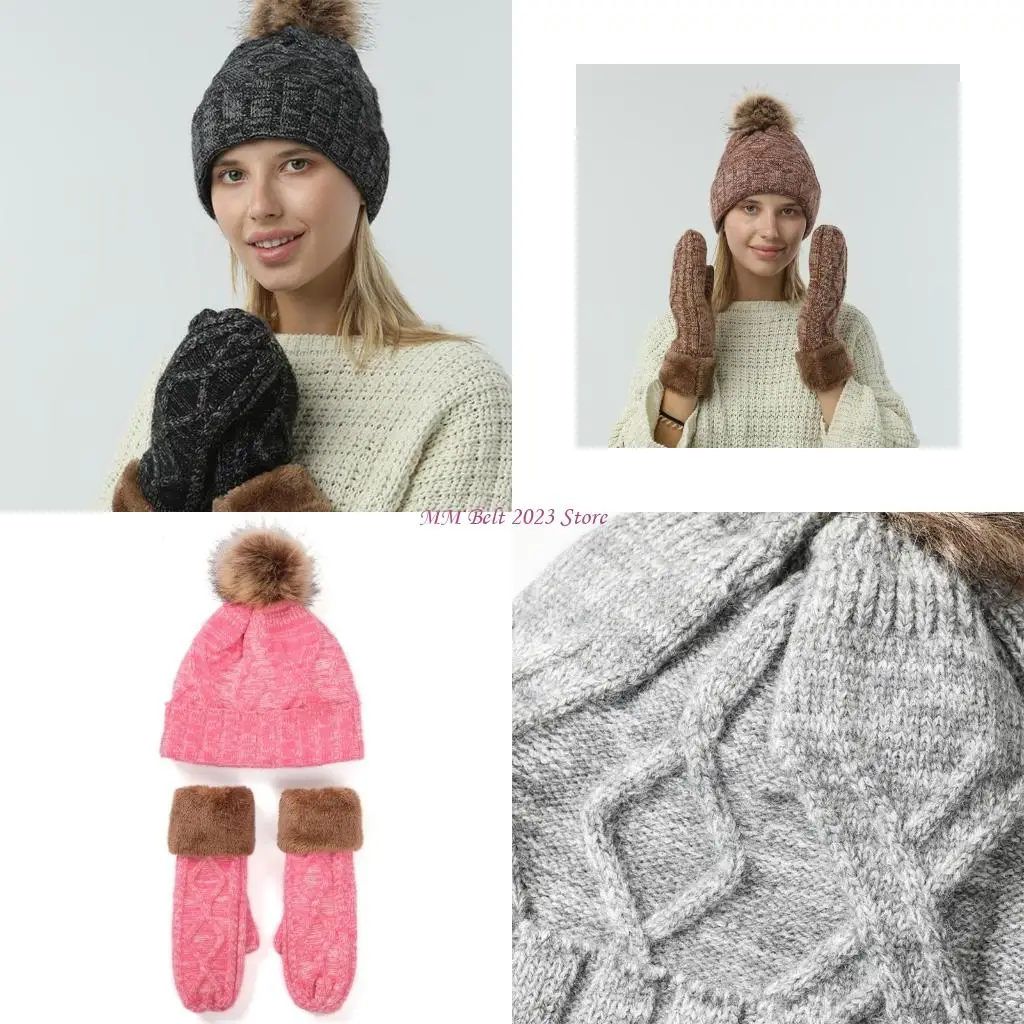 

49me 2pcs Женщины Зимние теплые кабельные вязаные шляп