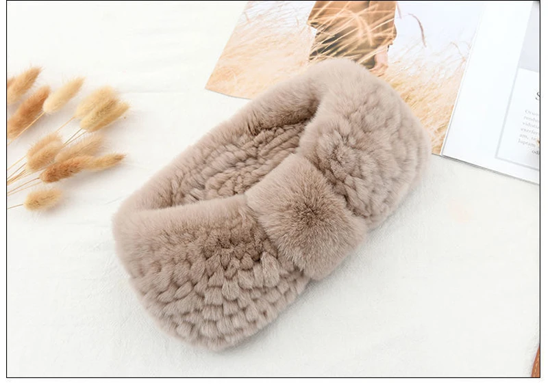 Luxuriöses Winter-Stirnband für Damen aus 100% Rex-Kaninchenfell, Elastisches Haarband aus Echtfell, Hochwertige Mode-Accessoires – Detail 14