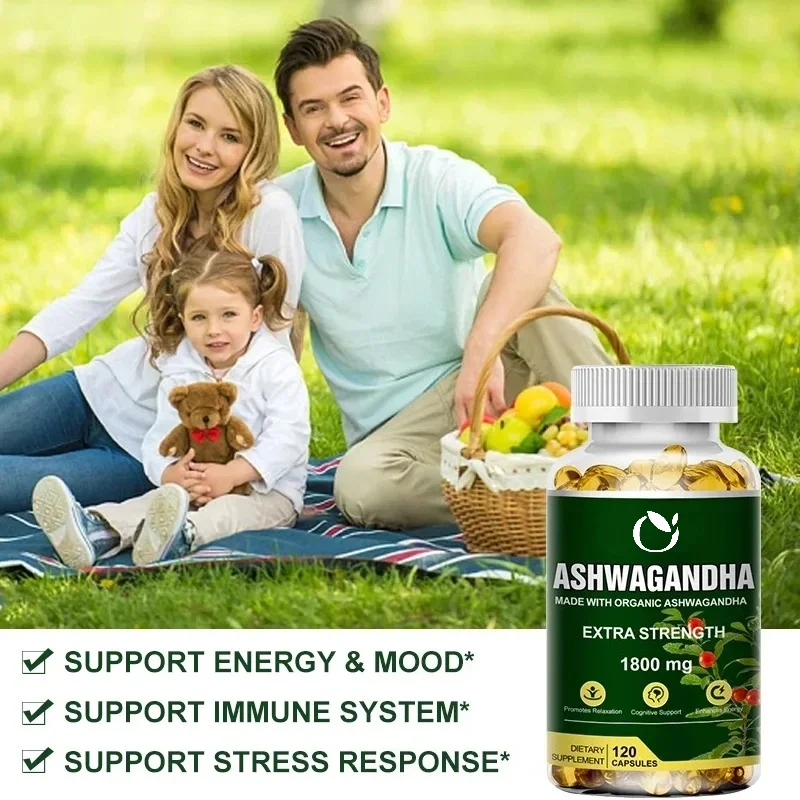 Pure Ashwagandha Root Extract Capsules 1800mg for Natural Mood, Stress, Focus, Brain, Energy Sleep Health Support