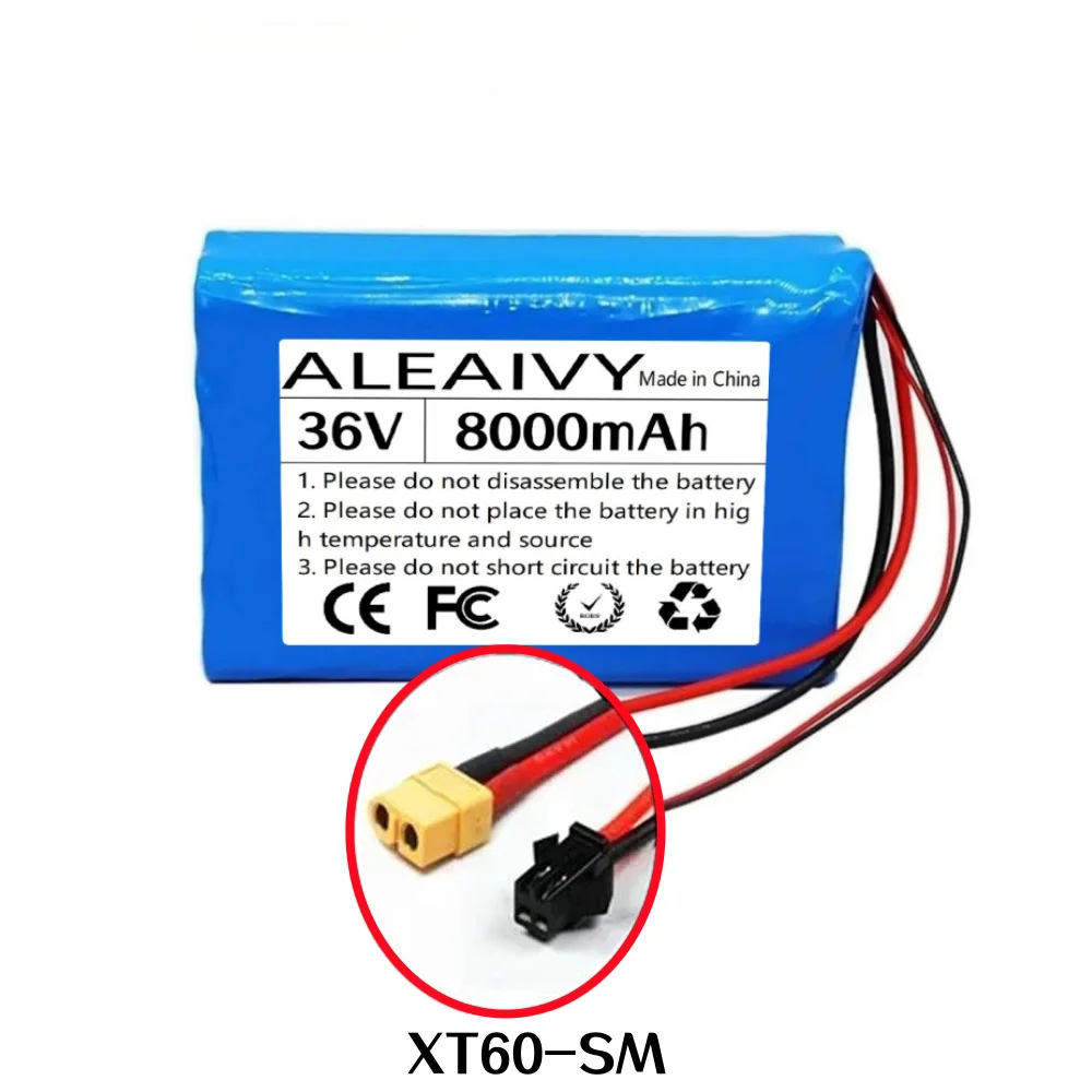 36V 8Ah 10S2P 18650 lithiumbatterij 8000 mAh 42 V voertuig ultradunne draagbare batterij met ingebouwd BMS-systeem.