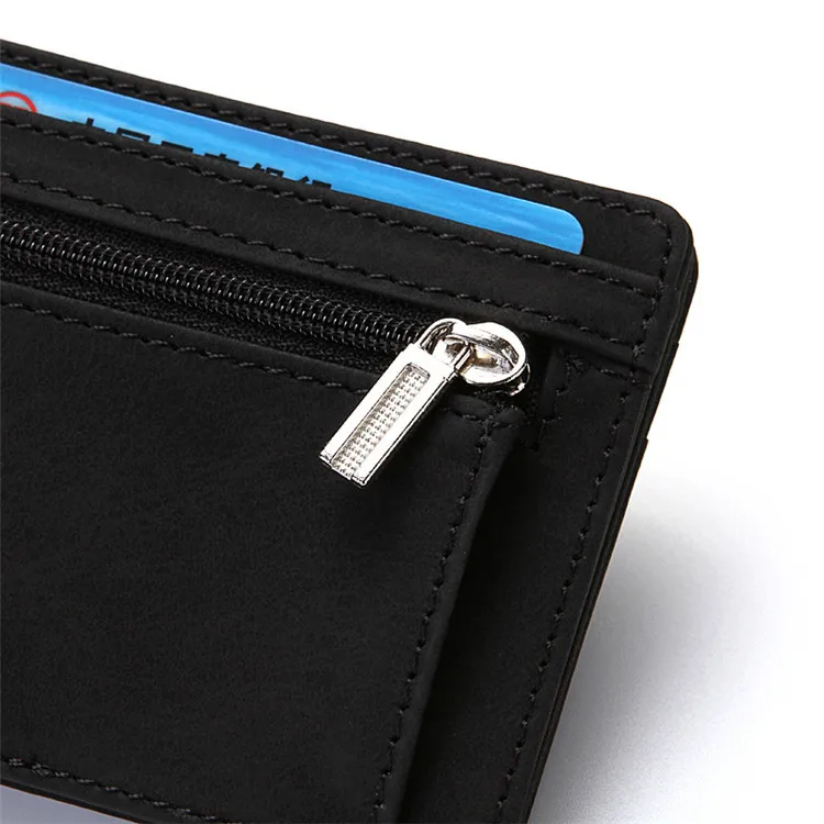 Männer Ultra Dünne PU Leder Mini Kleine Magische Brieftasche mit Reißverschluss Münzfach Geldbörse Frauen Beutel Kunststoff Kredit Bank Karte Fall Halter – Detail 9