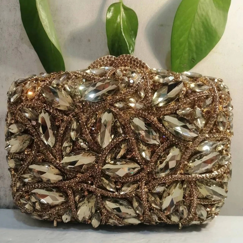 Bolso de noche con diamantes de imitación para mujer, 15 colores, Metal, diamante