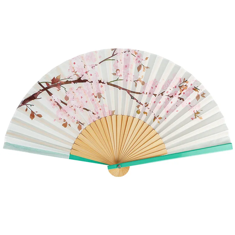 

New Ancient Style Folding Hand Fan Small Bamboo Ribs Hanfu Fan Peach Blossom Dance Fan Chinese Style Summer Portable Hand Fans