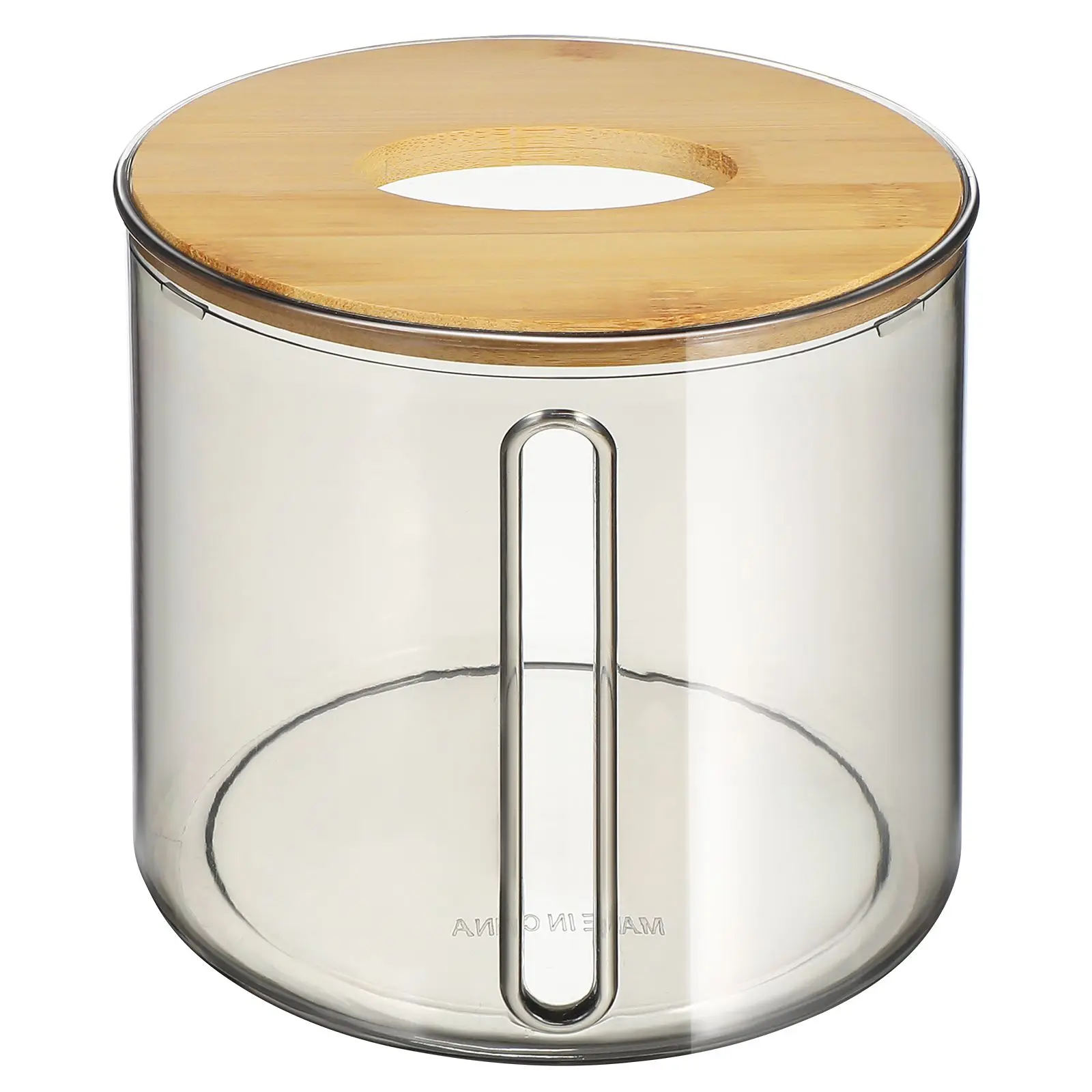 

Side Draw Tissue Box Round Clear Plastic Container Napkin Holder Dispenser Paper Towel Bathrooms Kitchen Storage Solution