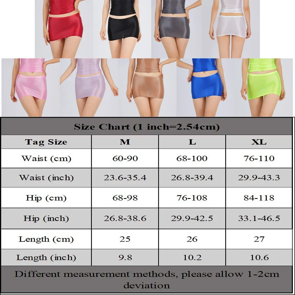 Sexy Women's Underwear Lady Shiny And Silky Off Shoulder Mini Skirt Girl Large Breathable Underwear Solid Color Short Skirt