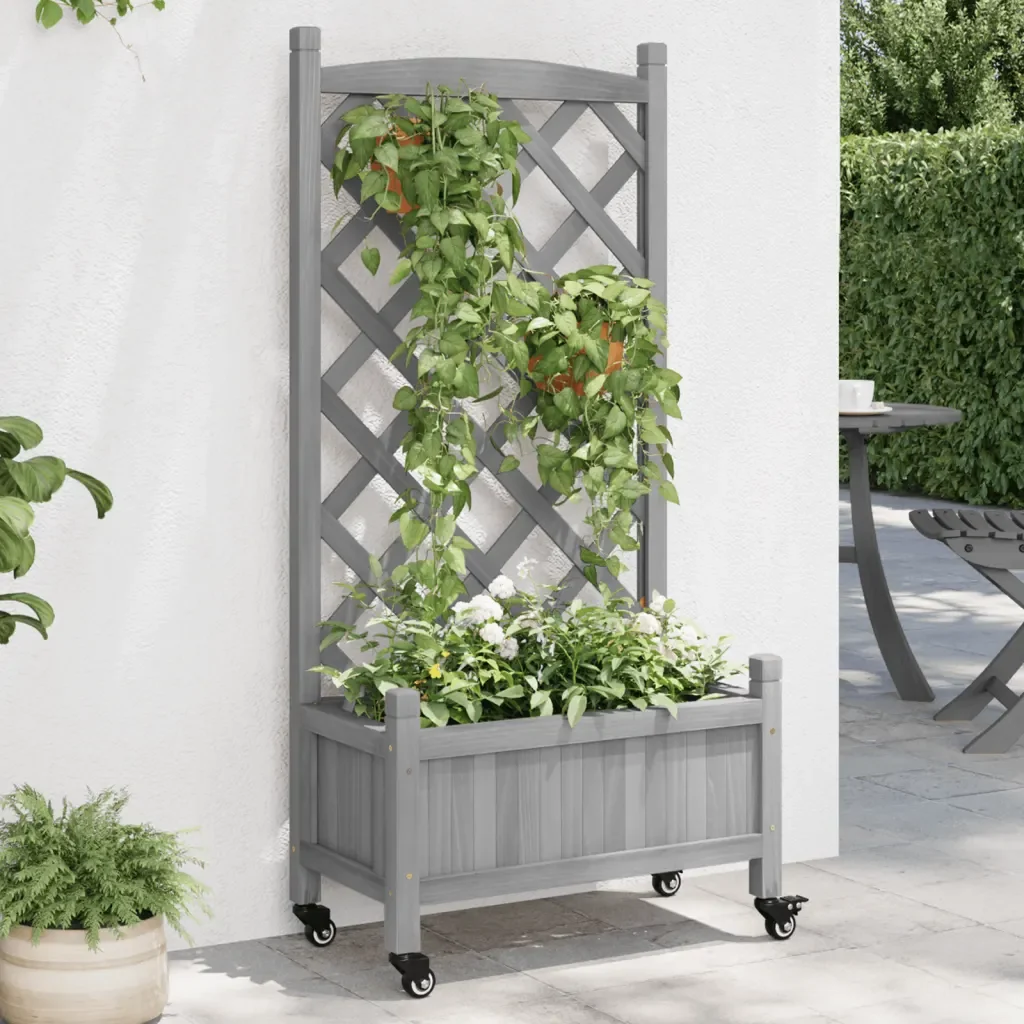 Jardinière surélevée en bois massif / pot de fleurs / bac de plantation. Ce pot de fleurs moderne est fabriqué en bois massif, robuste et durable, et convient à la plantation de fleurs, de légumes et de coriandre sur la terrasse ou le balcon.