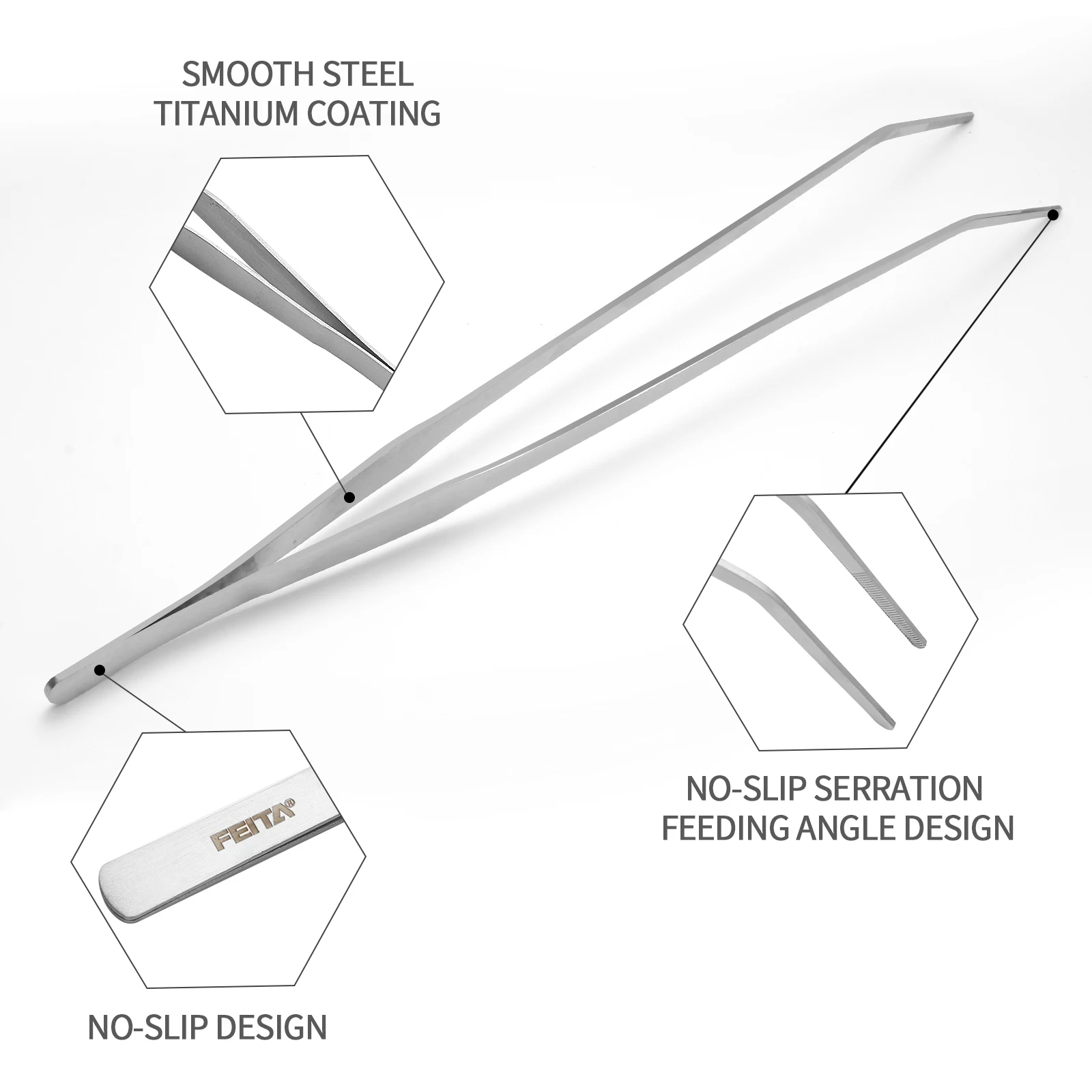 FEITA製、長めのステンレス製ピンセット。水槽用、水生植物 - Feeding Tong Stainless のレビューと価格