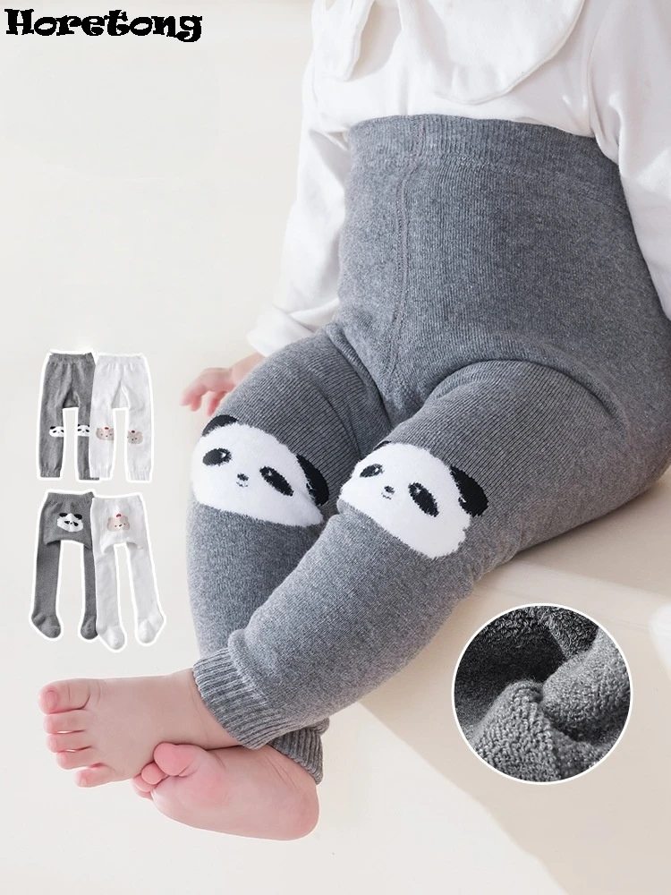 

Autumn Winter Thickened Baby Pantyhose A-class Girl Stocking Infant Toddler Knit Tights Cute Print High Waist Overall Legging